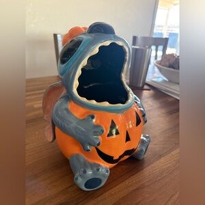 Disney Ceramic Halloween Pumpkin Stitch Figurine - Blue and Orange